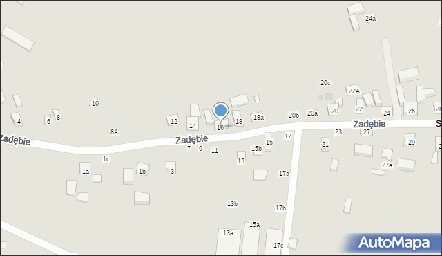 Lublin, Zadębie, 16, mapa Lublina