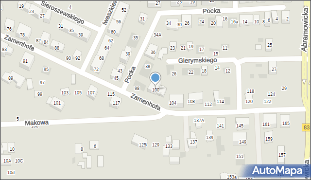 Lublin, Zamenhofa Ludwika, dr., 100, mapa Lublina