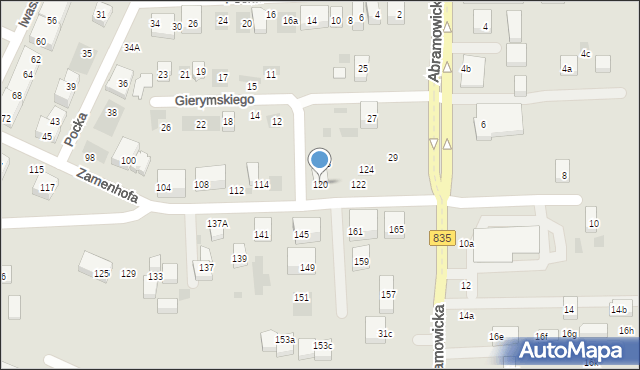 Lublin, Zamenhofa Ludwika, dr., 120, mapa Lublina