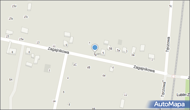 Lublin, Zagajnikowa, 7a, mapa Lublina