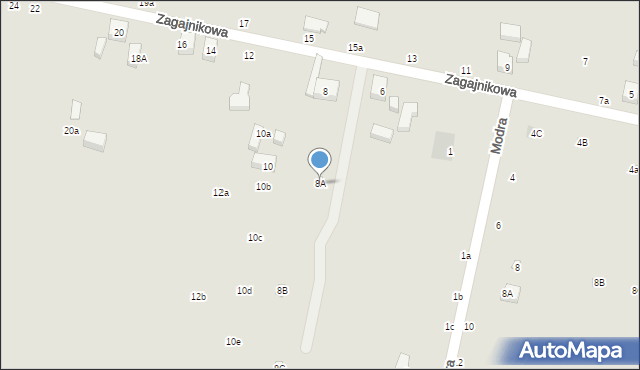 Lublin, Zagajnikowa, 8A, mapa Lublina