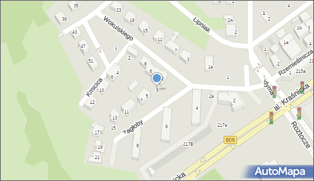 Lublin, Zagłoby Jana Onufrego, 3, mapa Lublina