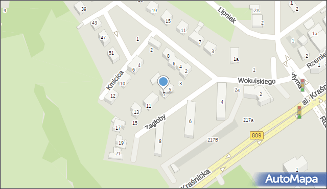 Lublin, Zagłoby Jana Onufrego, 7, mapa Lublina