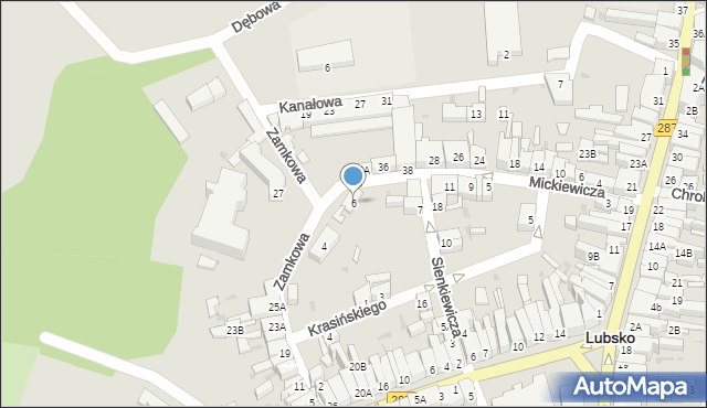 Lubsko, Zamkowa, 6, mapa Lubsko