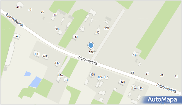 Łuków, Zapowiednik, 55A, mapa Łuków
