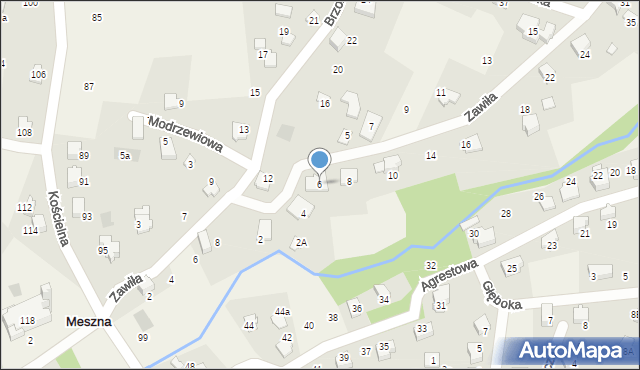 Meszna, Zawiła, 6, mapa Meszna