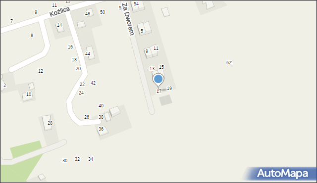 Michałowice, Za Dworem, 17, mapa Michałowice
