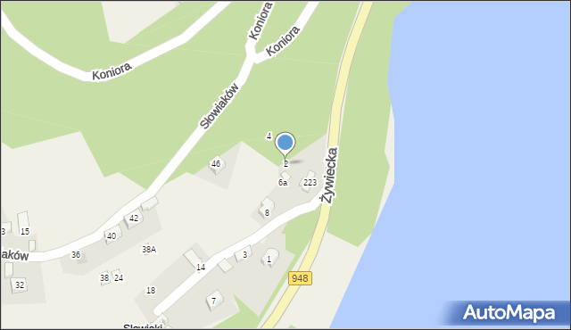Międzybrodzie Bialskie, Zamkowa, 2, mapa Międzybrodzie Bialskie