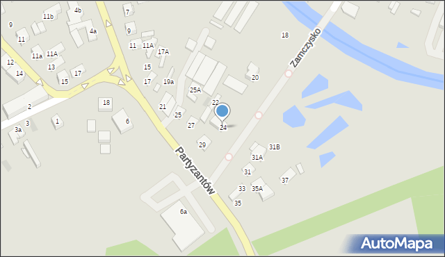Międzyrzec Podlaski, Zamczysko, 24, mapa Międzyrzec Podlaski