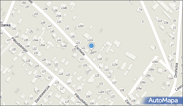 Międzyrzec Podlaski, Zarówie, 120, mapa Międzyrzec Podlaski