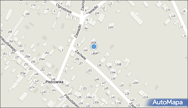 Międzyrzec Podlaski, Zarówie, 140A, mapa Międzyrzec Podlaski