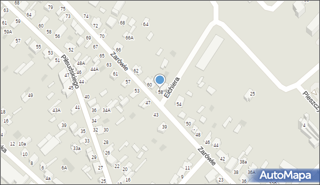 Międzyrzec Podlaski, Zarówie, 58, mapa Międzyrzec Podlaski