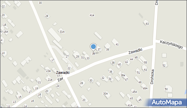 Międzyrzec Podlaski, Zawadki, 35, mapa Międzyrzec Podlaski