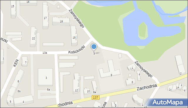 Międzyrzecz, Zamoyskiego Jana, hetm., 3, mapa Międzyrzecz