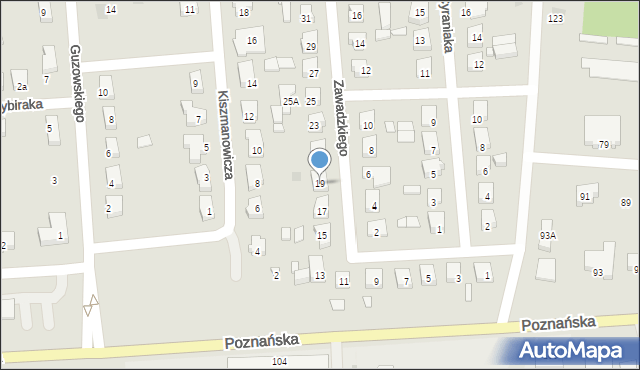 Międzyrzecz, Zawadzkiego-Zośki Tadeusza, 19, mapa Międzyrzecz