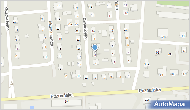 Międzyrzecz, Zawadzkiego-Zośki Tadeusza, 4, mapa Międzyrzecz
