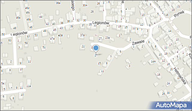 Mielec, Zawale, 17, mapa Mielca