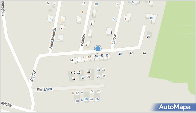 Mikołów, Zajęcy, 28, mapa Mikołów