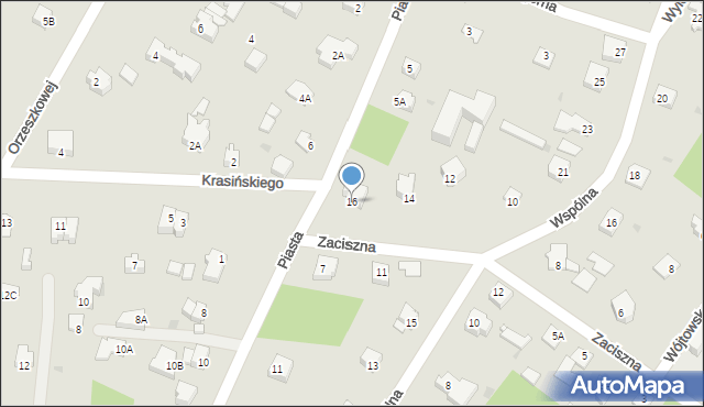 Milanówek, Zaciszna, 16, mapa Milanówek