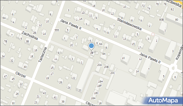 Mińsk Mazowiecki, Zachodnia, 1B, mapa Mińsk Mazowiecki