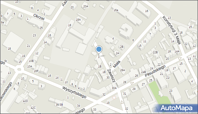 Mińsk Mazowiecki, Zawiszy, 1, mapa Mińsk Mazowiecki