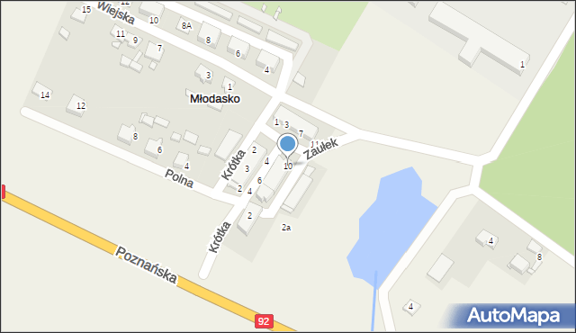 Młodasko, Zaułek, 10, mapa Młodasko