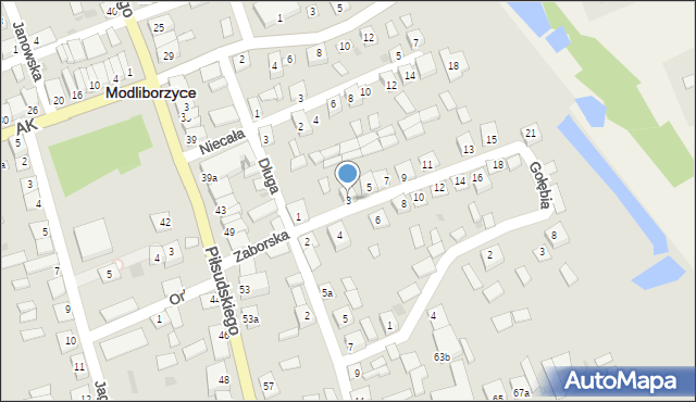Modliborzyce, Zaborska, 3, mapa Modliborzyce