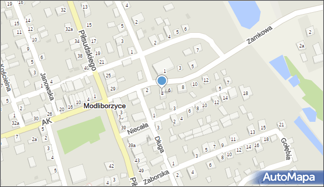 Modliborzyce, Zamkowa, 4, mapa Modliborzyce