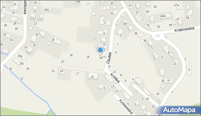 Modlniczka, Zaułek, 14, mapa Modlniczka