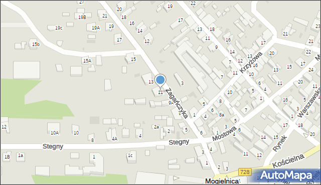 Mogielnica, Zagańczyka, ks., 11, mapa Mogielnica