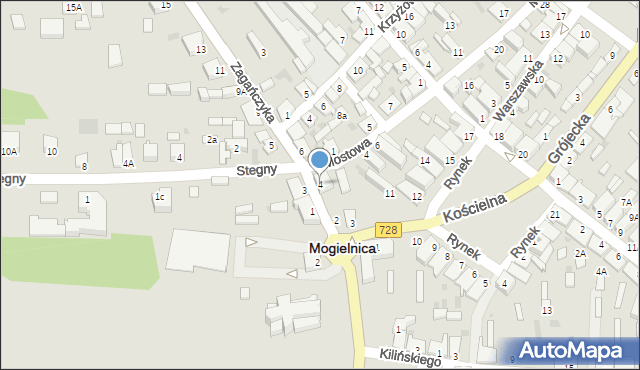 Mogielnica, Zagańczyka, ks., 4, mapa Mogielnica