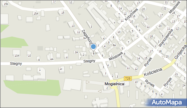 Mogielnica, Zagańczyka, ks., 5, mapa Mogielnica