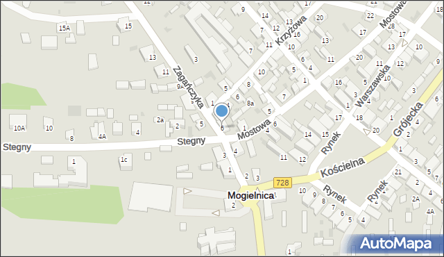 Mogielnica, Zagańczyka, ks., 6, mapa Mogielnica