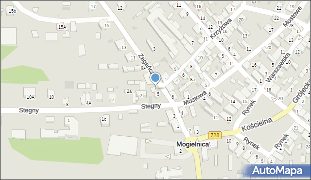 Mogielnica, Zagańczyka, ks., 7, mapa Mogielnica