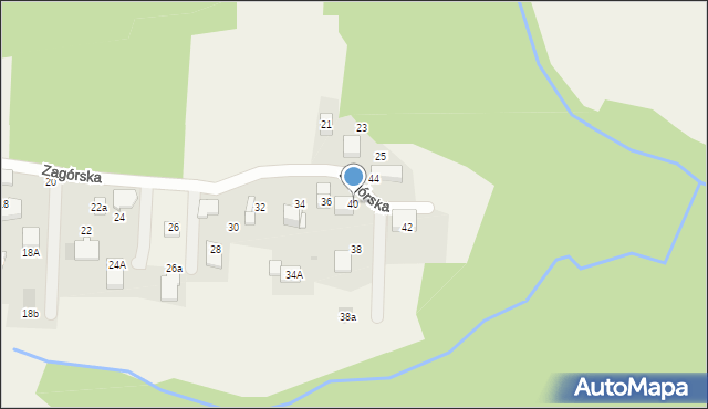 Mogilany, Zagórska, 40, mapa Mogilany