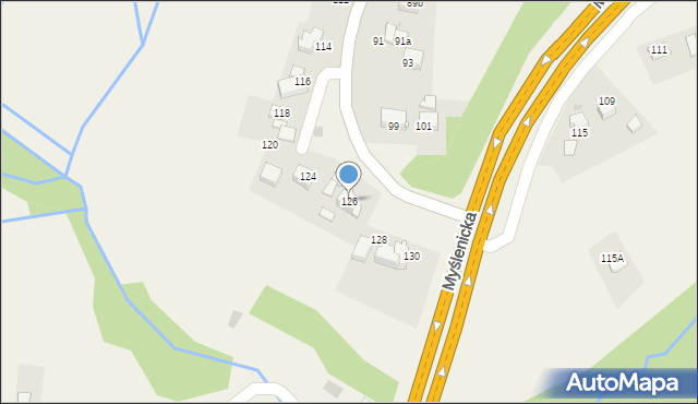 Mogilany, Zakopiańska, 126, mapa Mogilany