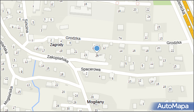 Mogilany, Zakopiańska, 25, mapa Mogilany