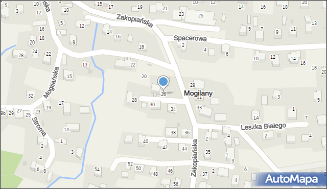 Mogilany, Zakopiańska, 26, mapa Mogilany