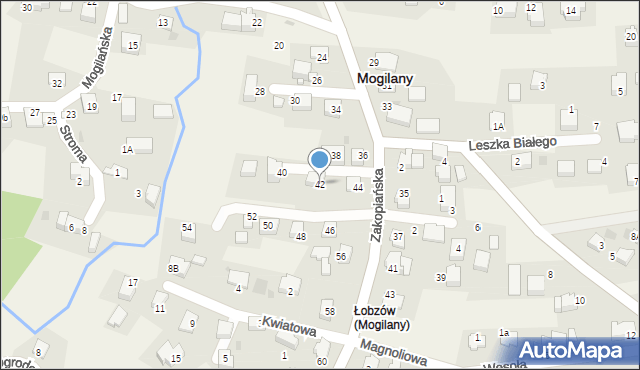 Mogilany, Zakopiańska, 42, mapa Mogilany