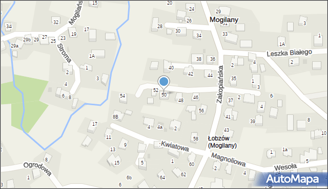 Mogilany, Zakopiańska, 50, mapa Mogilany