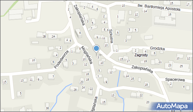Mogilany, Zakopiańska, 8, mapa Mogilany