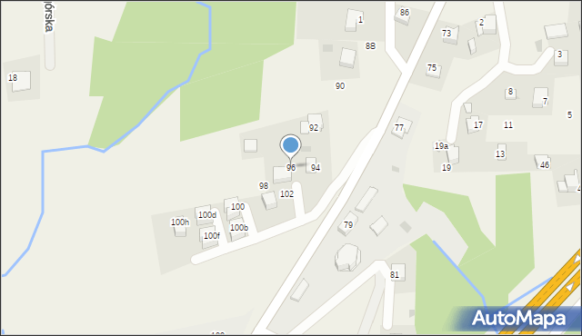 Mogilany, Zakopiańska, 96, mapa Mogilany