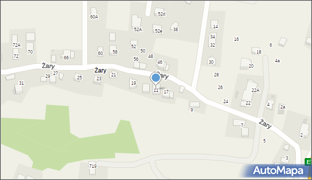 Mogilany, Żary, 11, mapa Mogilany