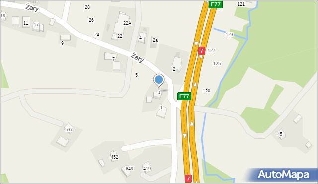 Mogilany, Żary, 3, mapa Mogilany