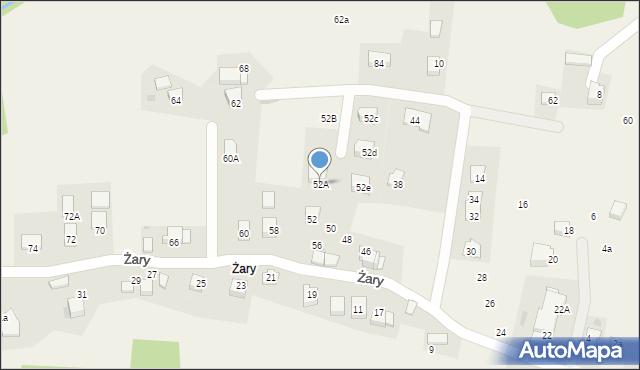 Mogilany, Żary, 52A, mapa Mogilany