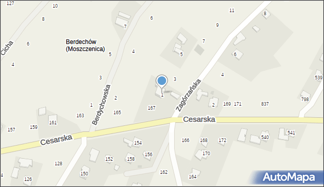 Moszczenica, Zagórzańska, 1, mapa Moszczenica