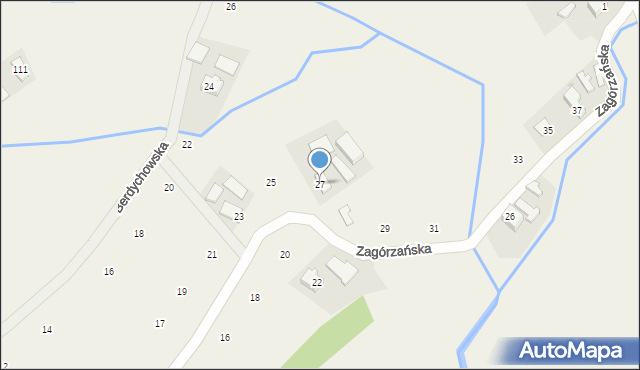 Moszczenica, Zagórzańska, 27, mapa Moszczenica