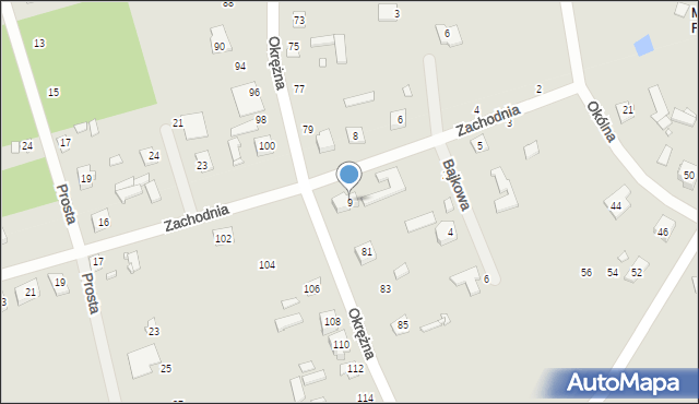 Mrozy, Zachodnia, 9, mapa Mrozy