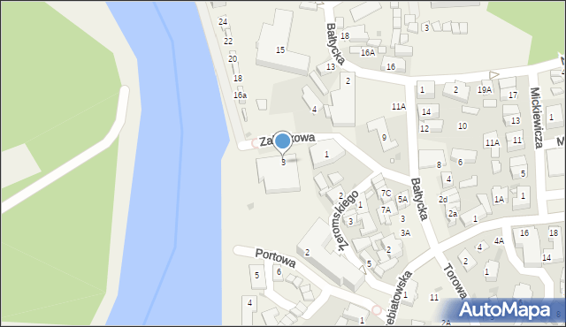 Mrzeżyno, Zabytkowa, 3, mapa Mrzeżyno