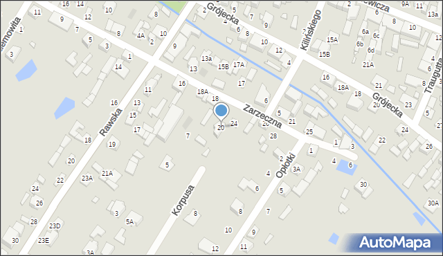 Mszczonów, Zarzeczna, 20, mapa Mszczonów